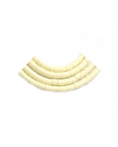 Rondelle Heishi 6x1mm pâte polymère ivoire x46cm