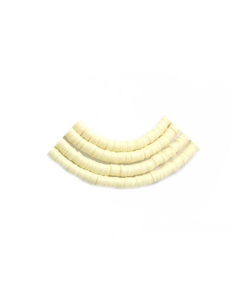 Rondelle Heishi 6x1mm pâte polymère ivoire x46cm