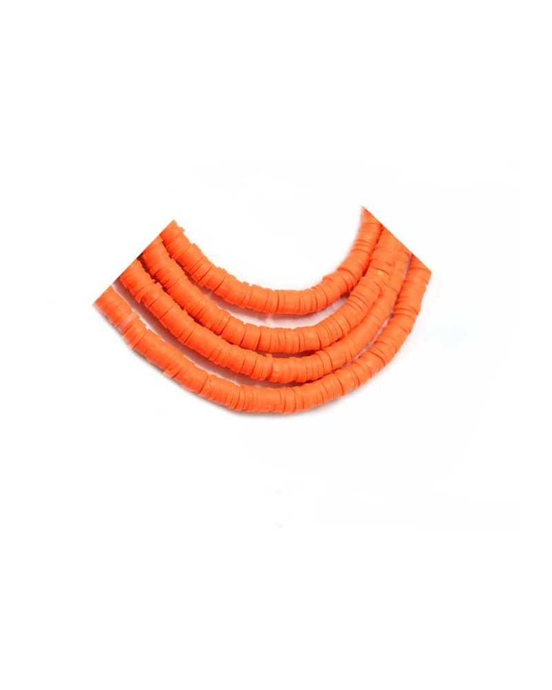 Rondelle Heishi 6x1mm pâte polymère orange x46cm