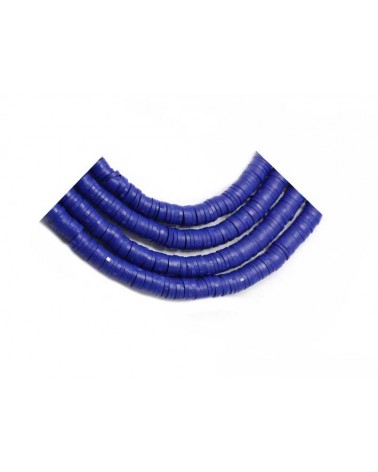 Rondelle Heishi 6x1mm pâte polymère Bleu de France x46cm
