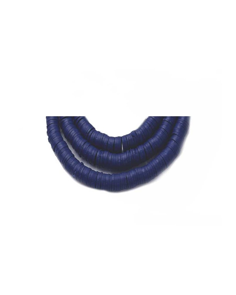 Rondelle Heishi 6x1mm pâte polymère Bleu marine x46cm
