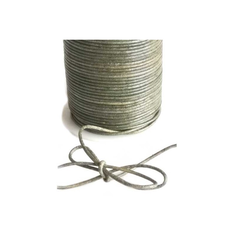 Cordon cuir 1.5mm vintage vert x1M