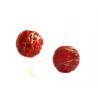 Ronde 12mm verre rouge décor filet X1