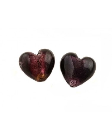 Coeur verre 23-27mm prune x1