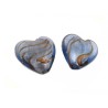 Coeur verre 30-35mm bleu décoré x1