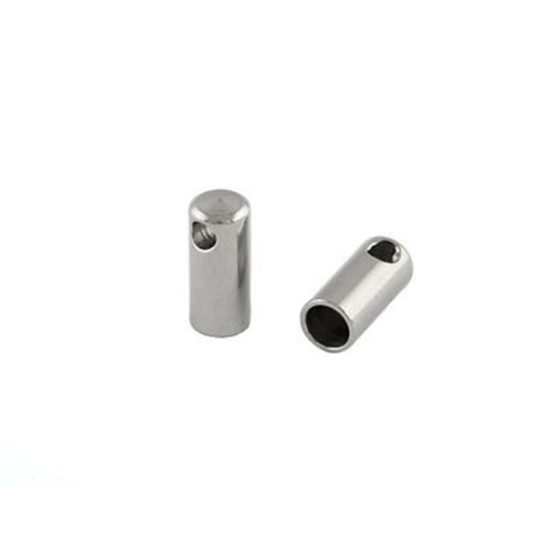 Embout cylindrique pour cordon 3mm acier inox X 2