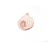 Pendentif martelé décor feuille 22x18mm doré rose X1