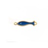 Intercalaire poisson 23x10mm doré émaillé bleu x1
