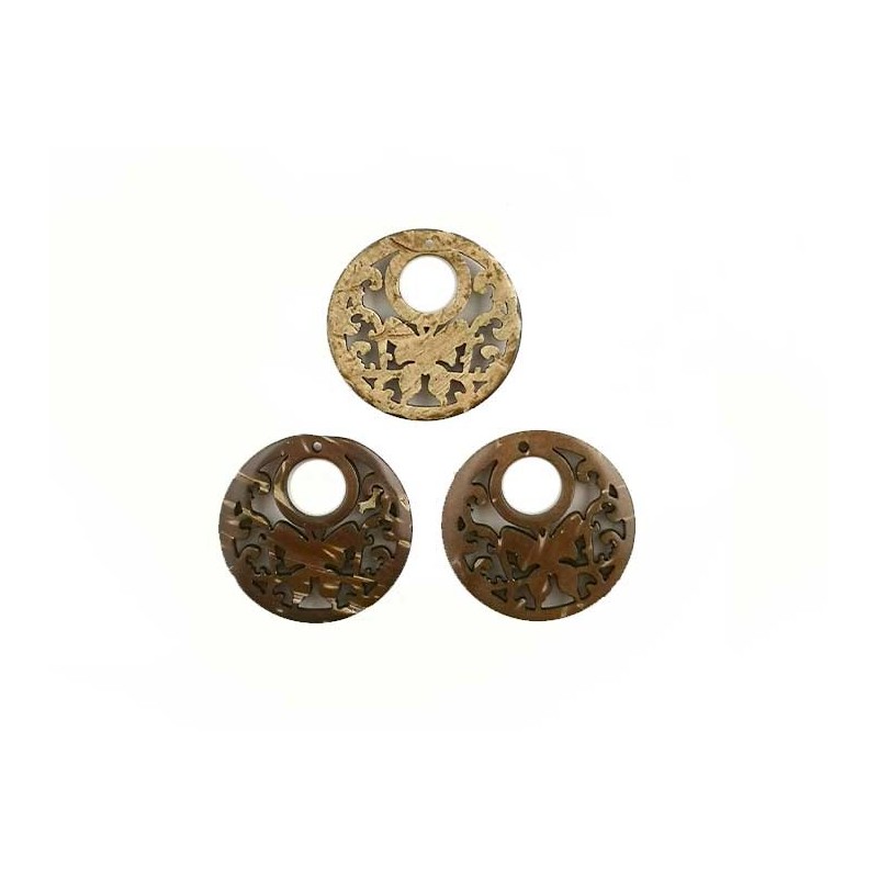 Pendentif coco décor papillon 25mm  x 1