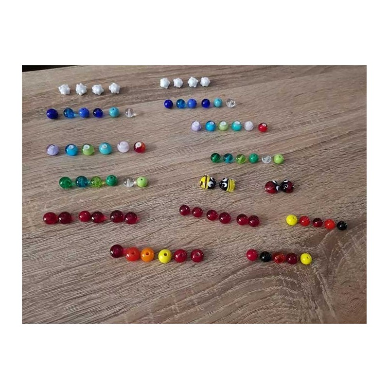 Celine Wojcik-Ensemble de 6 perles artisanales 8MM multicolores