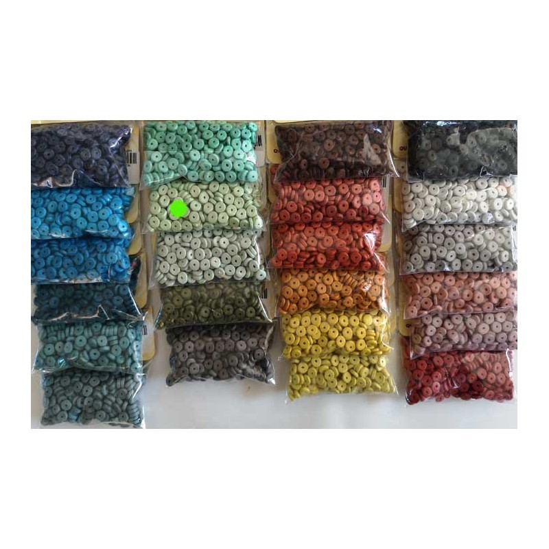 Rondelles heishi céramique 6.5x2.3mm vert clair x25