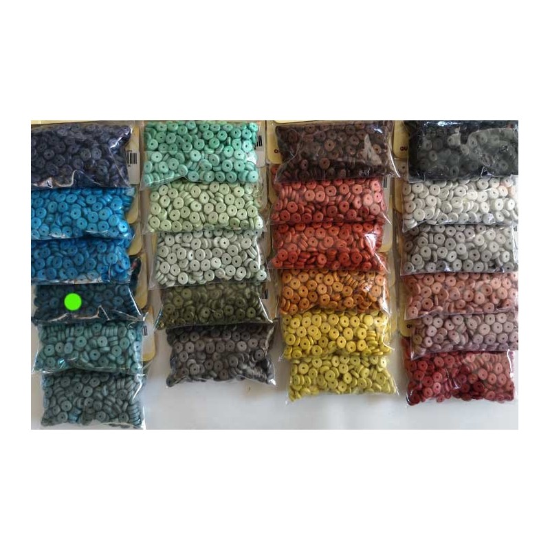 Rondelles céramique 6.5x2.3mm bleu canard x25