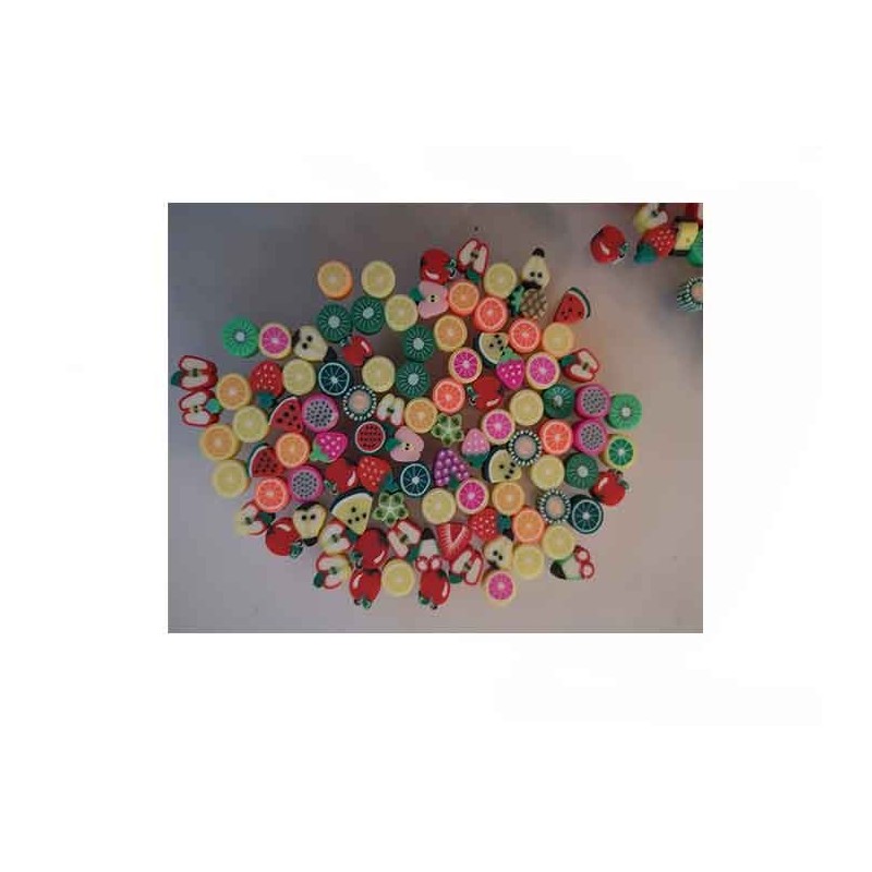 Perles en pâte polymère fruits x 25