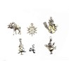 Lot breloques de Noël argenté vieilli x 6