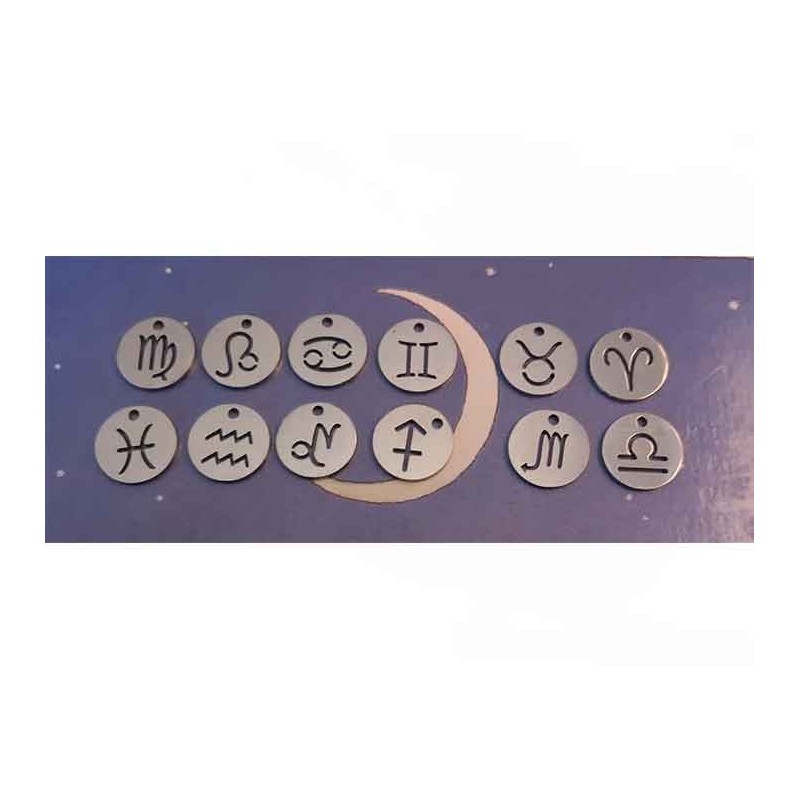 Sequin breloque signe du zodiaque Bélier 12mm inox X1