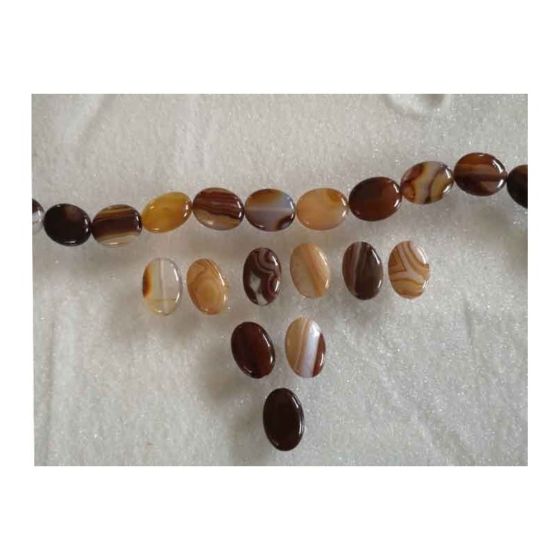 Agate ovale lisse 15x20mm marron beige ocre par 5