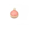 Pendentif larme sertie 17x13mm jade teinté rose x1