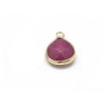Pendentif larme sertie 17x13mm jade teinté framboise x1
