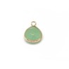 Pendentif larme sertie 17x13mm jade teinté vert x1