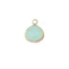 Pendentif larme sertie 17x13mm jade teinté aquamarine x1