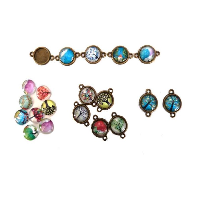 Intercalaire rond pour cabochon 12mm bronze X1