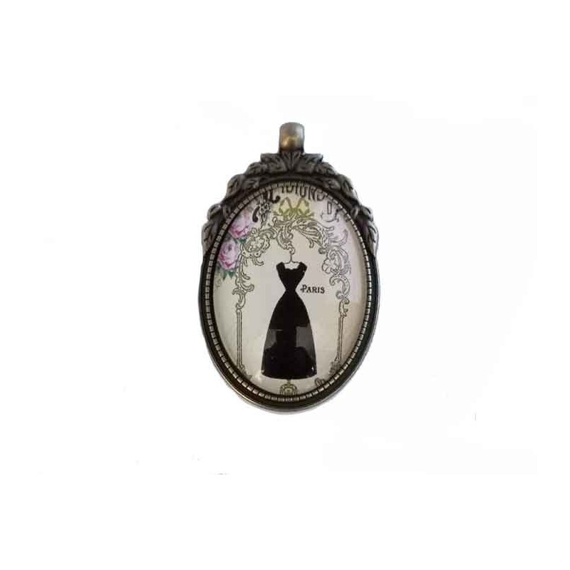 Médaillon feuilles pour cabochon 40x30 bronze x1