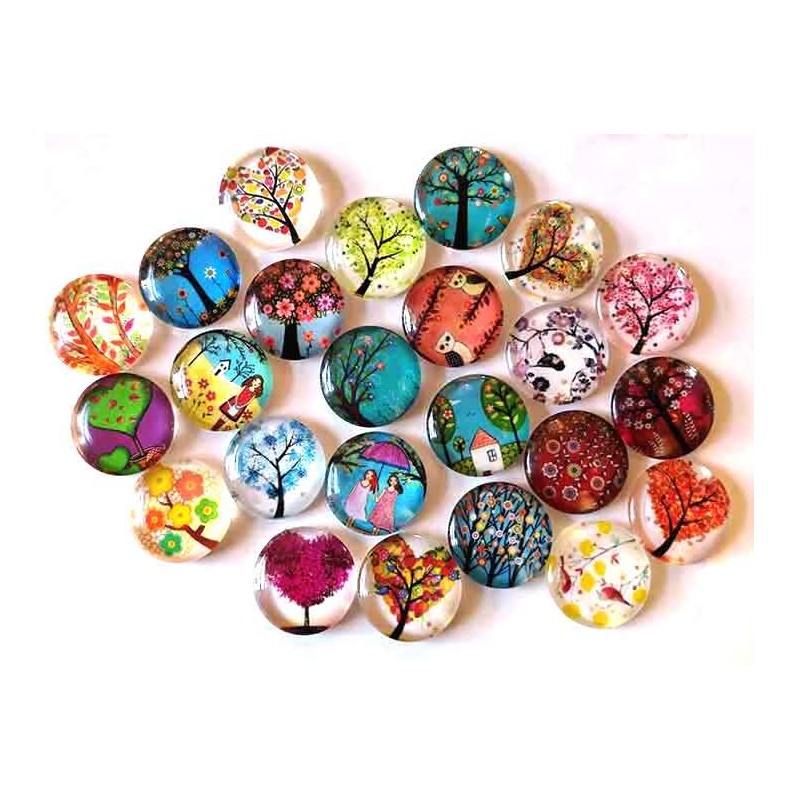 Médaillon perlé pour cabochon 25mm bronze x1