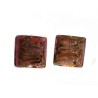 perle lampwork carré 25mm prune et inclusions x1