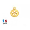 Breloque rosace fleur 8mm doré x1