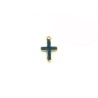 Pendentif croix mini 10x6mm doré-bleu