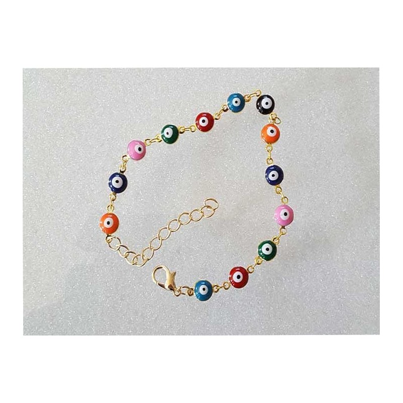 Bracelet oeil porte bonheur laiton doré multicolore 23.5mm X1