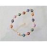 Bracelet oeil porte bonheur laiton doré multicolore 23.5mm X1