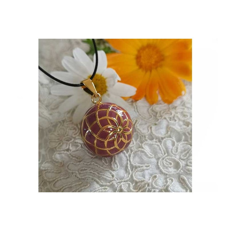 Bola de grossesse rosace émail rose et or 20MM-LYRA