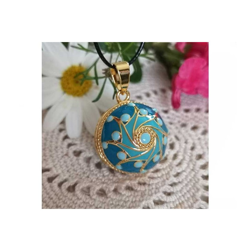 Bola de grossesse astres émail bleu et or 20MM-Elara