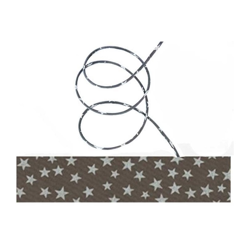 Cordon de Lawn gris étoiles nacrées X 20cm
