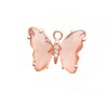 Pendentif papillon verre et zircons 15x20mm-doré-saumon x1
