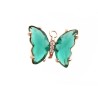 Pendentif papillon verre et zircons 15x20mm-doré-vert x1