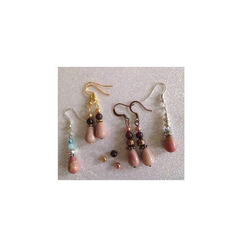 Gouttes en Rhodonite Beige Rosé 8x12mm x 4