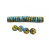 Rondelles Krobo artisanales en verre recyclé 10mm turquoise jaune x10