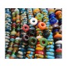 Rondelles Krobo artisanales en verre recyclé 10mm multicolores x10
