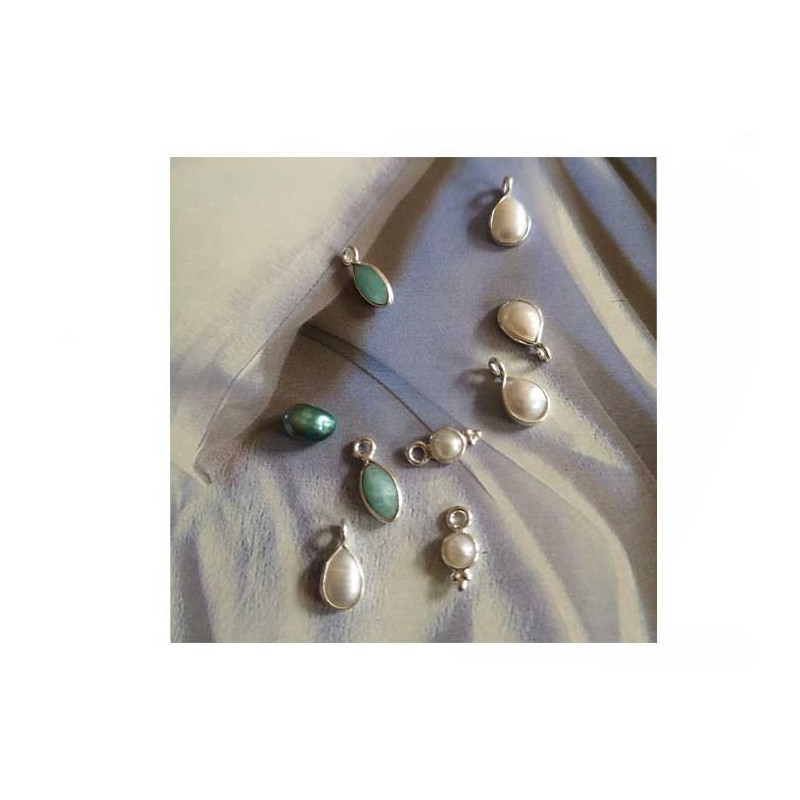 Breloque navette amazonite 12x5mm-argent 925 x1