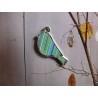Breloque, charm, OISEAU  rayé bleu x1