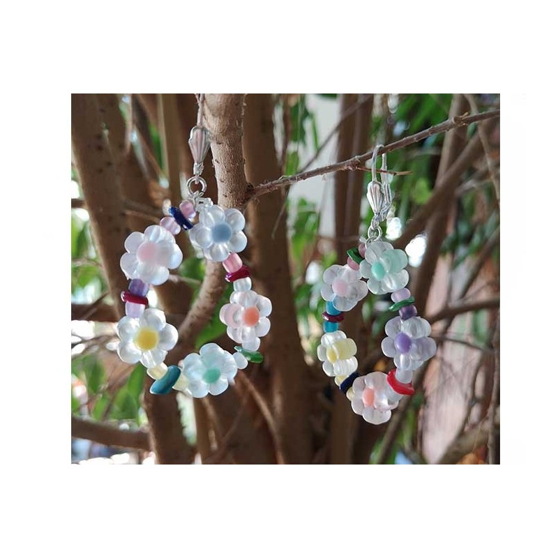 Perle fleur marguerite 12mm-acrylique-mix x 15