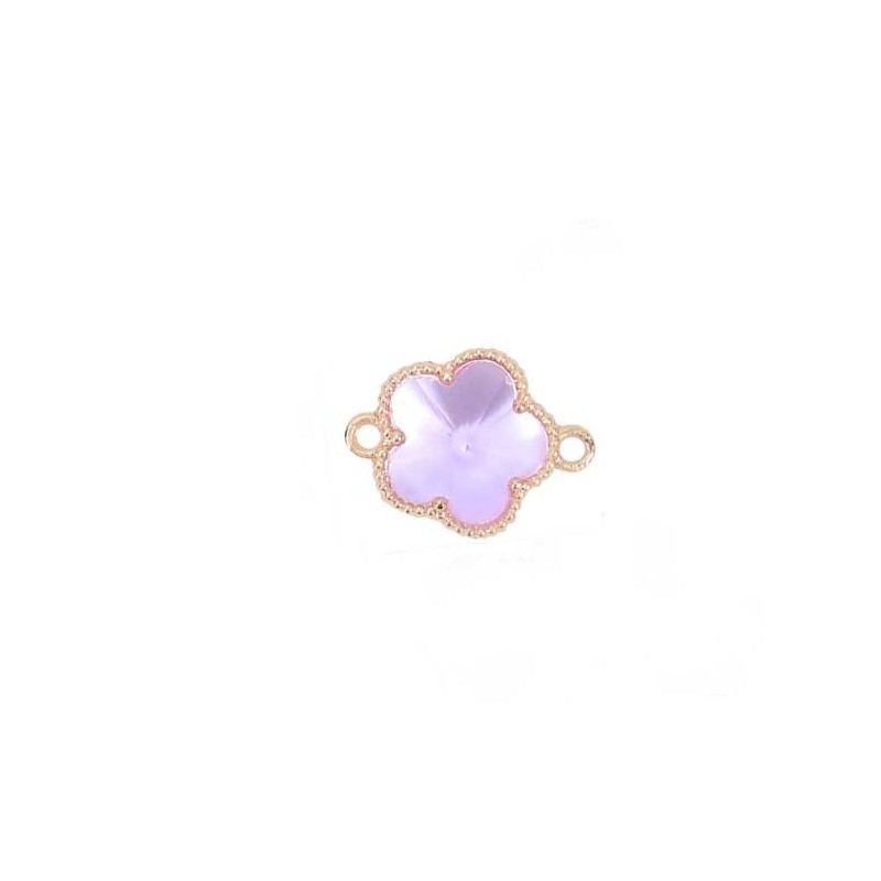 Intercalaire fleur 16x12mm blanc-light mauve et doré x1