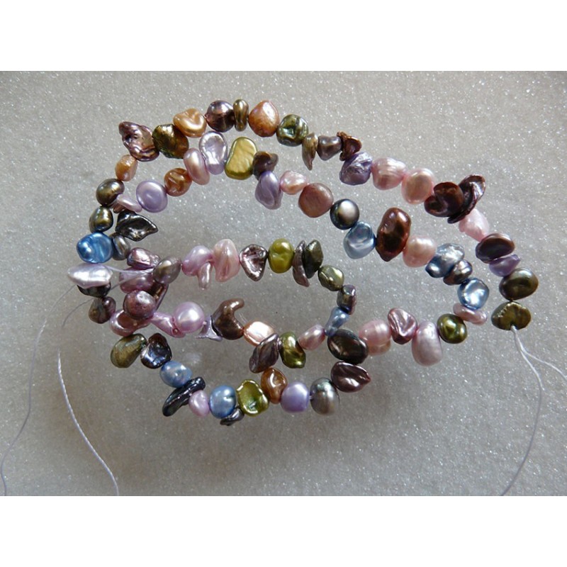 Perles d'eau douce KEISHI 5-9mm  multicolores X 1 rang