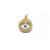 Pendentif 19x16mm décor oeil porte bonheur émaillé- Doré 18K x1