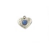 Breloque coeur et zircon 13x12mm acier inox-Bleu x1