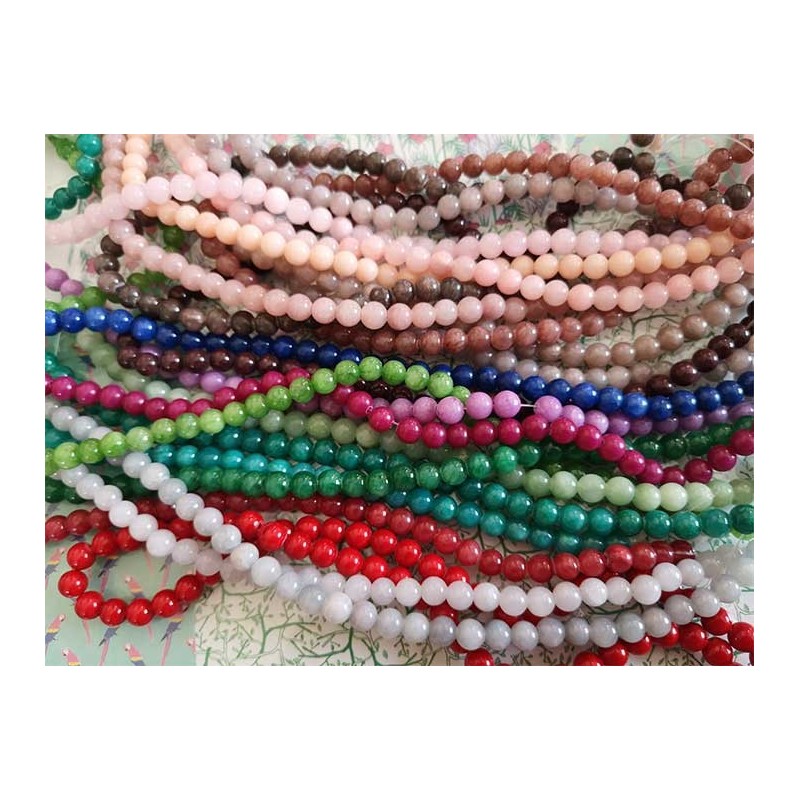 Perles en jade 6mm teinté grass green x15