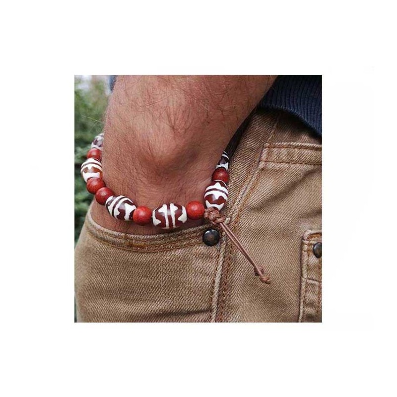 Agate Tibétaine DZI 14x10mm dent de tigre X1