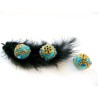Perle d'indonésie ronde 19 mm BLEU turquoise munie de 4 strass  x1